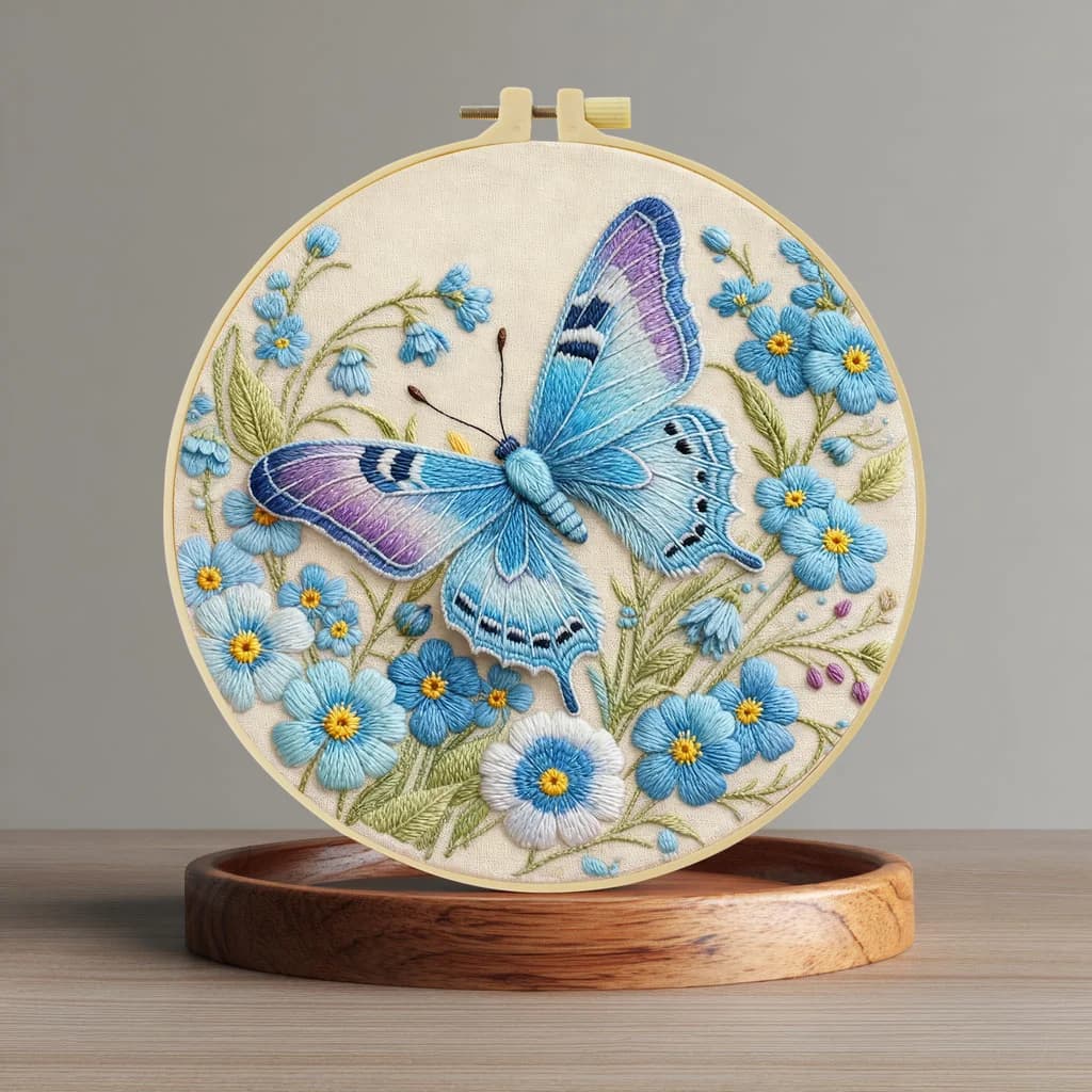 Kit per Ricamo a Punto Croce Fai-da-Te con Farfalla dei Sogni, 20X20CM/15X15CM, per Regalo
