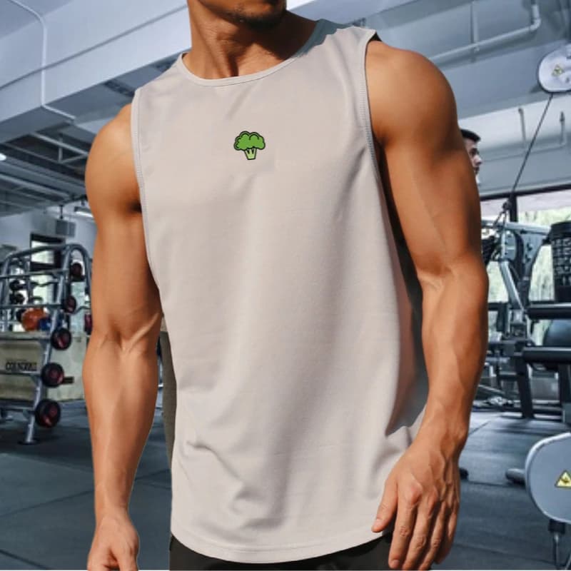 Men's Running Vest Summer Broccoli Gym Canots Fitness Clothing Sleeveless basketball sleeveless shirts for quick drying bodybuilding