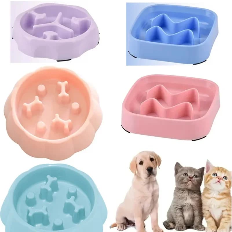 Pet Supplies Color Slow Feeder Cat Bowl Anti-choking Plastic Dog Puzzle Food Bowl, Dog Water Basin For Anxiety Relief