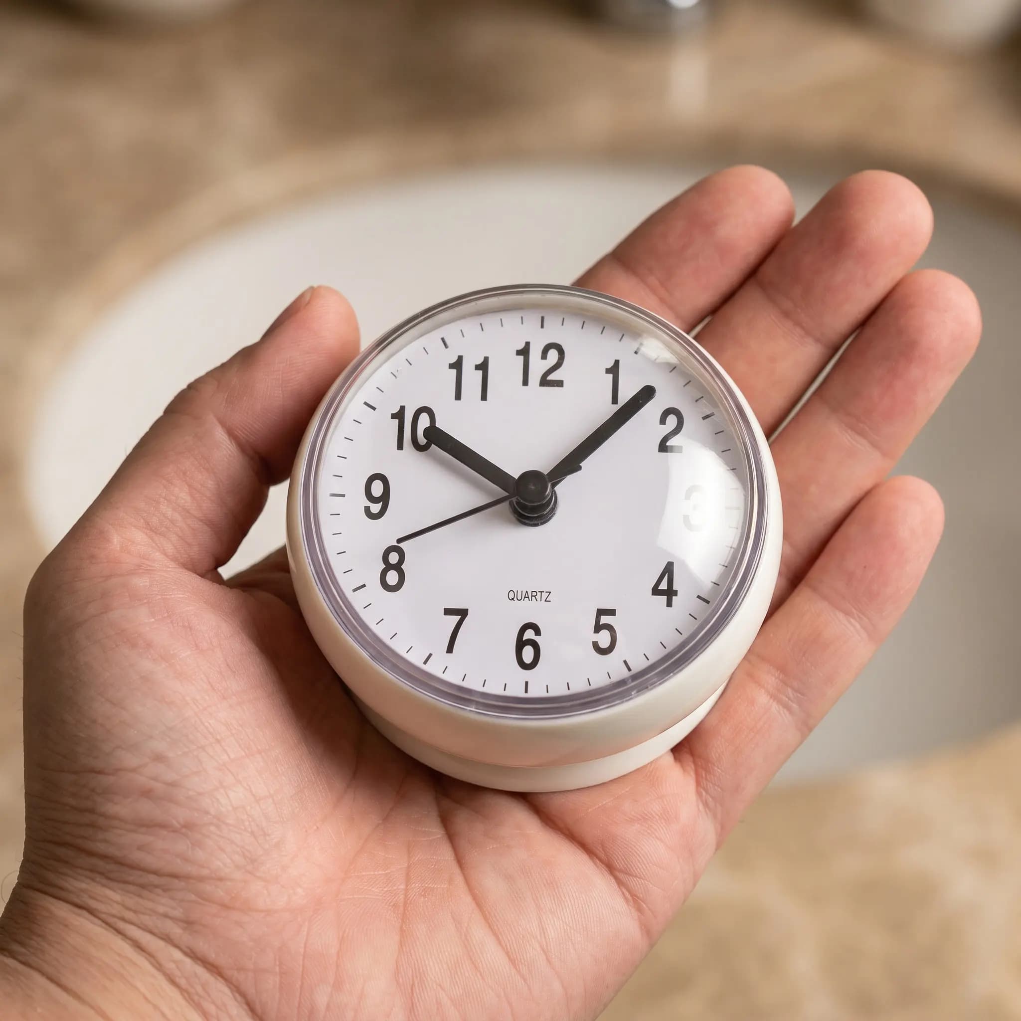 Waterproof Bathroom Clock 3.2 Inch Anti-Fog Suction Cup Mount Shower Wall Clock Mini Timekeeper for Humid Environments