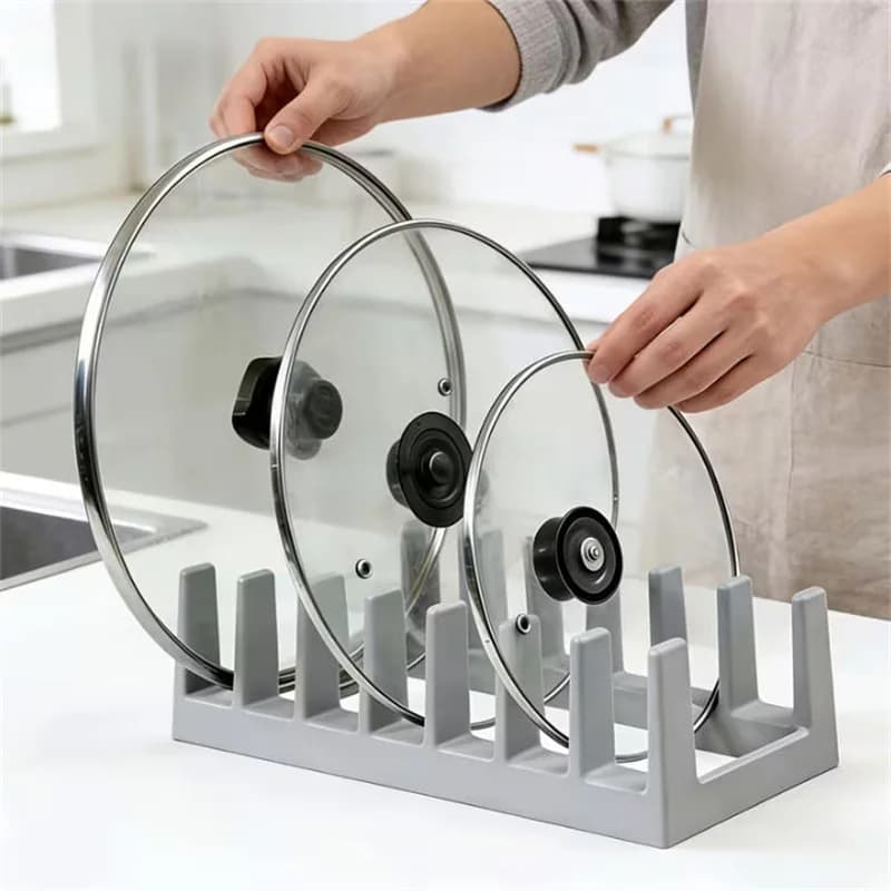 Multi‑Purpose Pot Lids Holder Kitchen Counter Storage Rack Bowl And Dish Storage Rack Vertical Plate Cutting Board Organizer