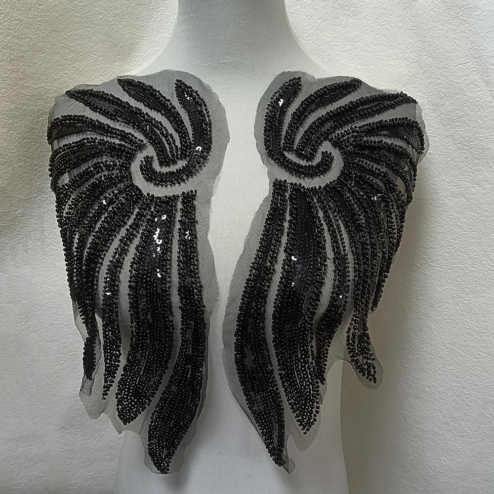 Multicolor sequin embroidery Gauze wings sewing nail bead clothing collar lace DIY decorative clothing accessories lace fabric