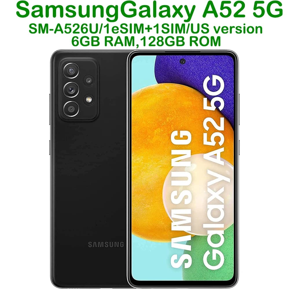 Samsung Galaxy A52 5G A526U Usato, Smartphone Android con Schermo da 6,5 Pollici, Fotocamera Quadrupla da 64MP, Ricondizionato, NFC, Batteria da 4500mAh, Versione USA