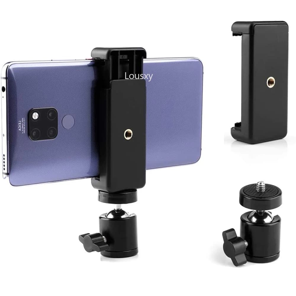Set di clip per supporto per telefono cellulare con montaggio su treppiede universale e set di adattatori per testa a sfera per treppiede per iPhone e selfie stick con vite da 1/4