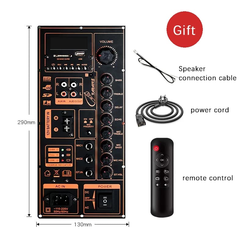 Doppia uscita adatta per subwoofer da 10-18 pollici fai da te 200W altoparlante telescopico esterno ad alta potenza scheda amplificatore digitale Bluetooth