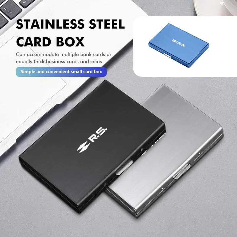 Car Sticker Car Business Credit Holder Stainless Steel Card Case ID Name For Renault RS Kadjar Captur Clio Megane 2 3 4 RS Koleo