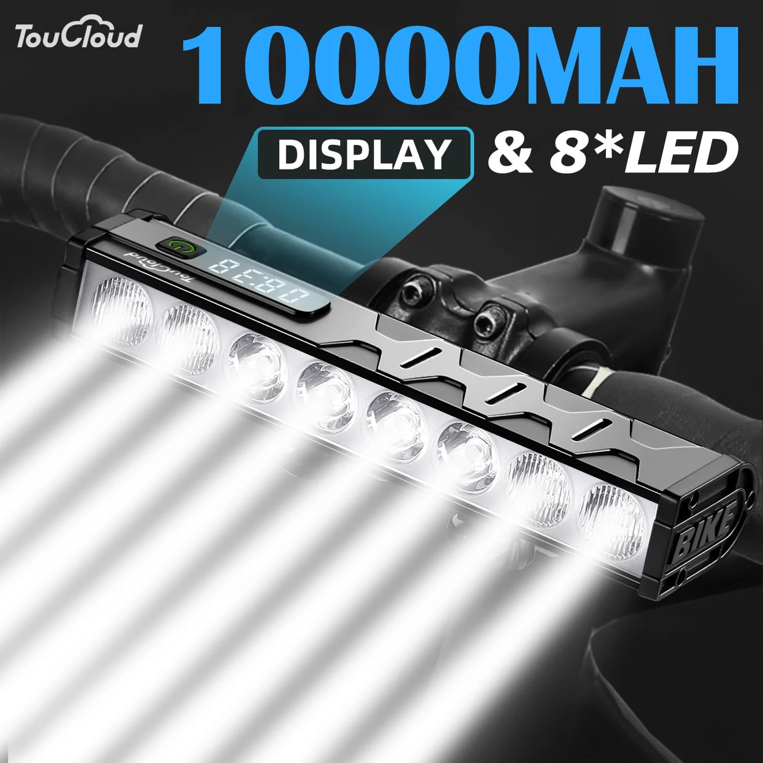 5/8 LED Luci per bicicletta Anteriori ad alto lume Luce per bici 10000mAh Accumulatori e caricabatterie di riserva Torcia USB Ricarica MTB Lampada per ciclismo su strada Accessorio
