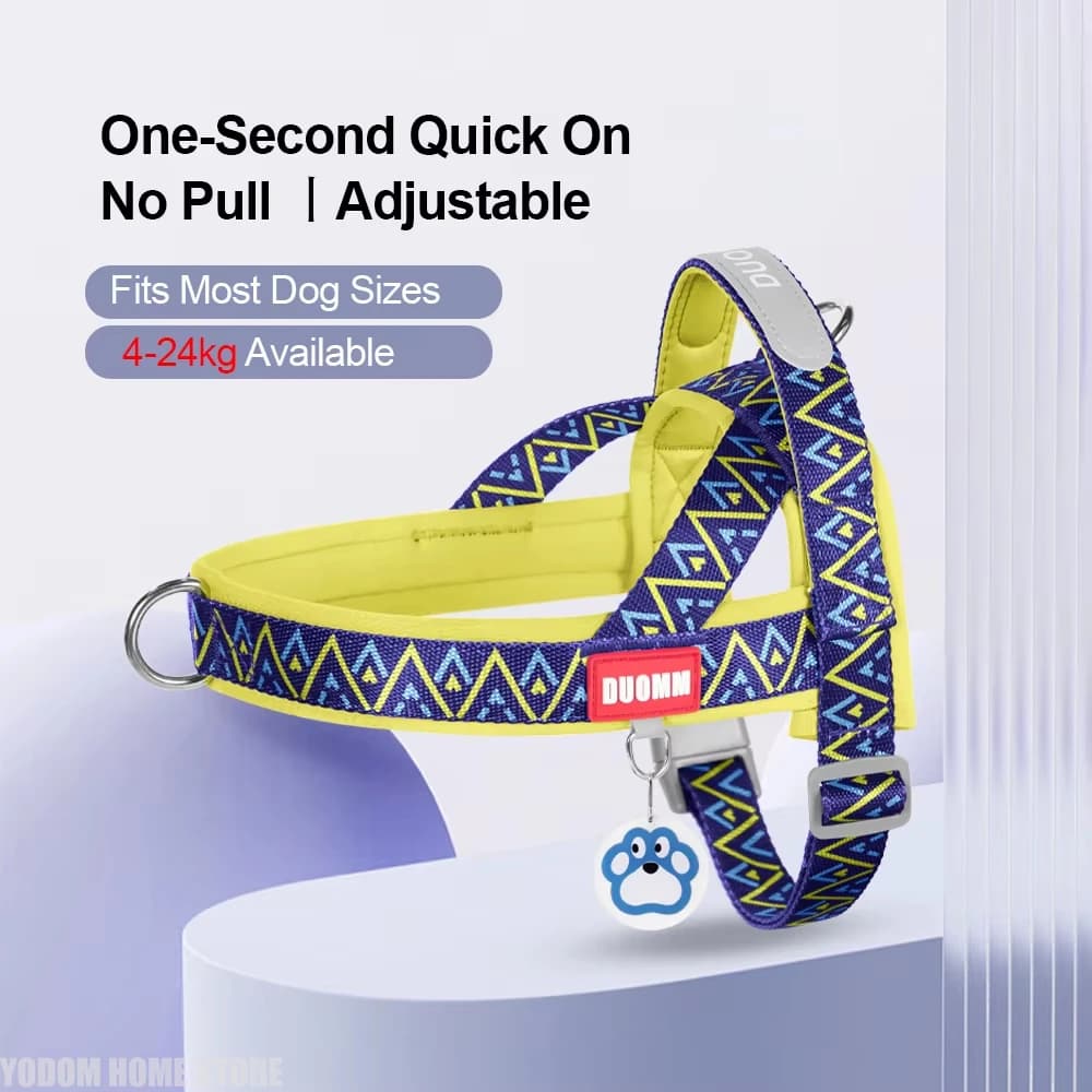 Small Medium Dog Harness Saddle Style Geometric Printed Outdoor Fashion Walking No Pull Training Puppy Pet Vest Harness Quick On