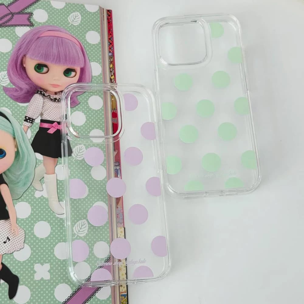 Clear Korean Polka Dots Phone Case For IPhone 17 16 15 14 13 12 11 Pro Max Air Plus Transparent INS Flexible Advanced Back Cover