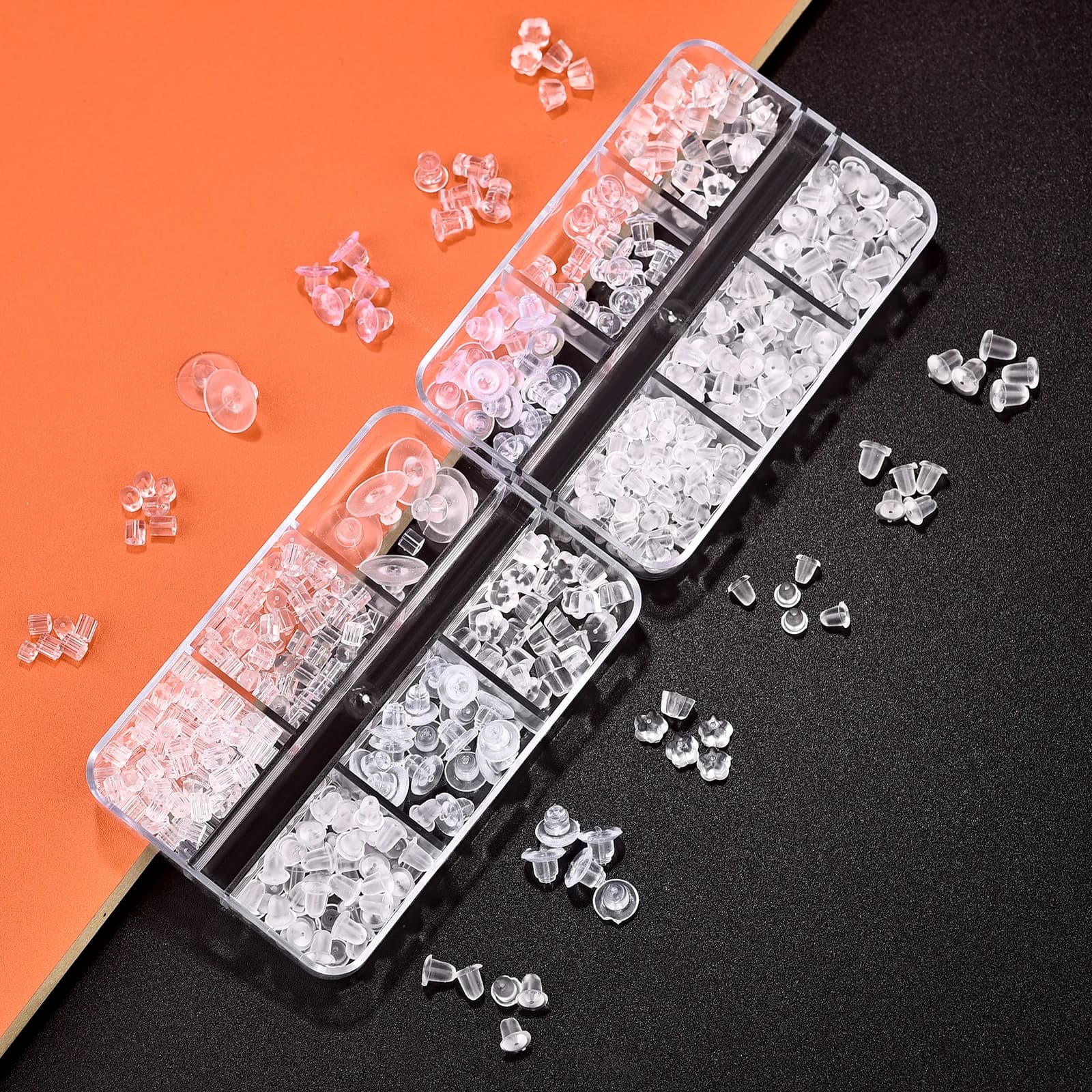 200-1000 pz Tappi in morbido silicone per orecchini a perno, accessori fai da te per orecchini, tappi a proiettile per orecchini
