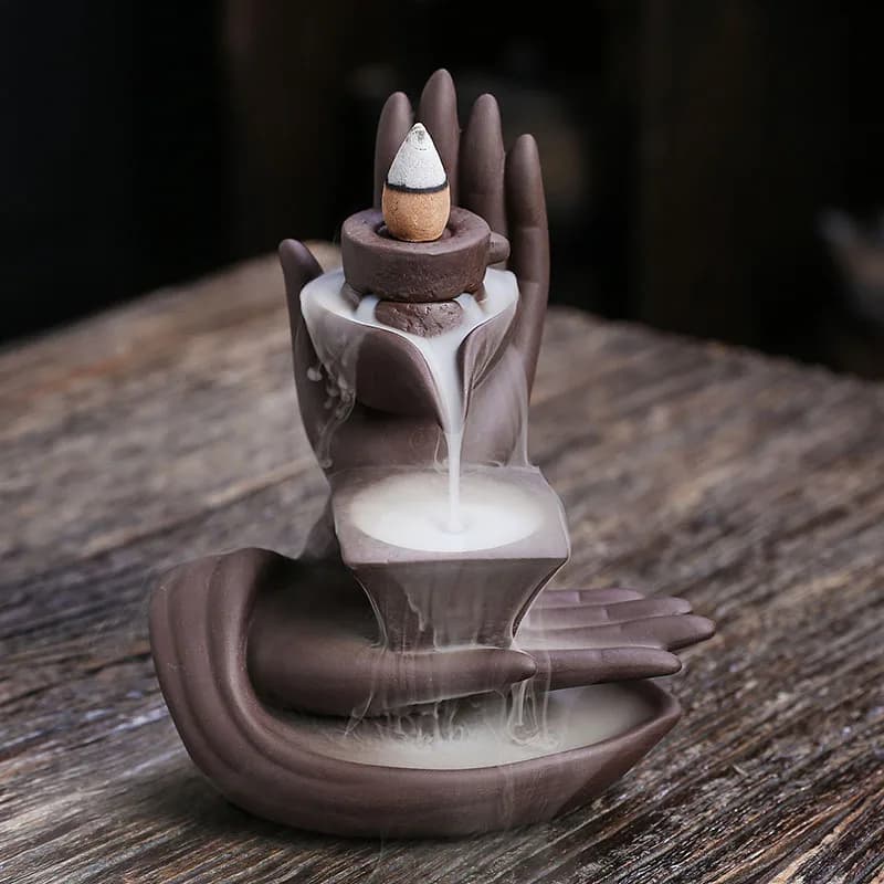 Purple Clay Backflow Incense Burner Craft Ornament Creative Graphite Buddha Hand Backflow Incense Burner Wholesale