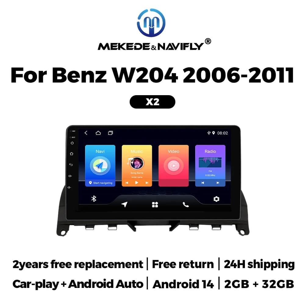 NaviFly 9'' 2 Din Head Unit Autoradio Android All In One Car Radio Video Player For Mercedes Benz C-Class 3 W204 S204 2006-2011