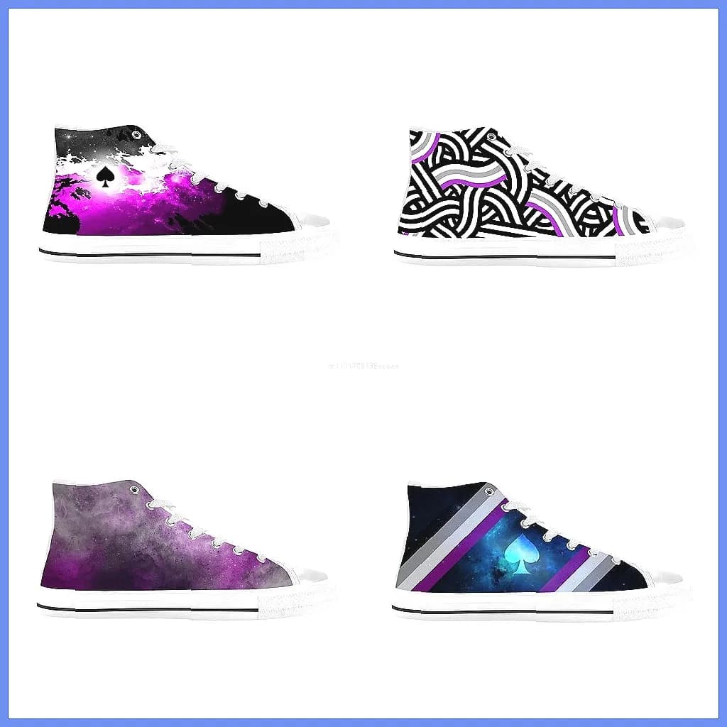 Sneakers alte con stampa 3D Asexual Pride, scarpe casual traspiranti e confortevoli per uomo e donna
