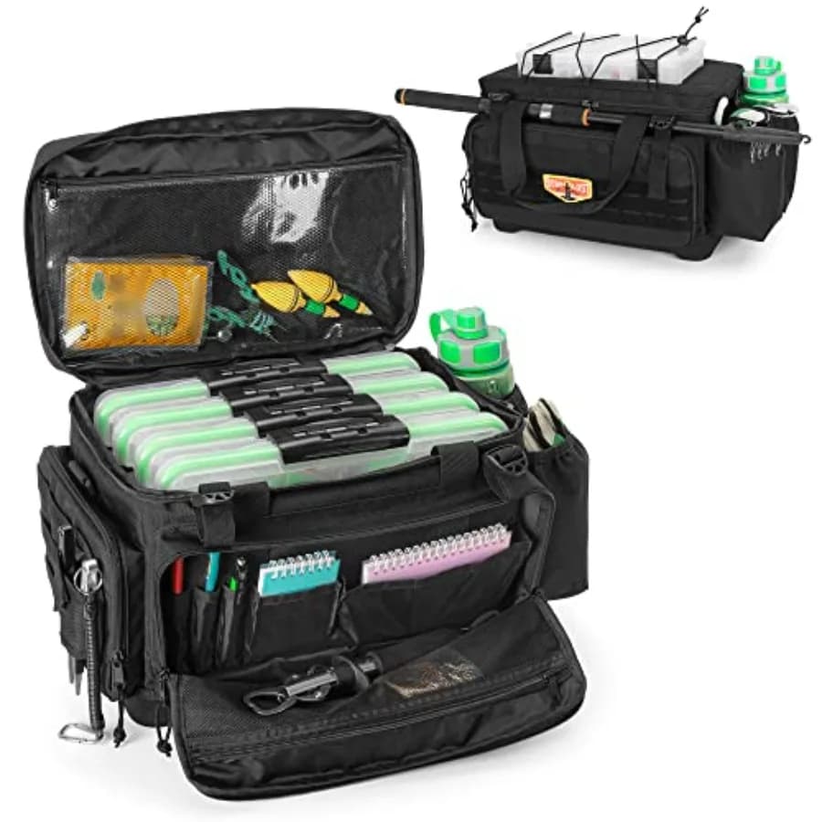 Borsa Impermeabile per Attrezzatura da Pesca con Fondo in EVA, Senza Scatole Porta Attrezzi, Borsa Morbida per Conservazione Attrezzi con Supporto per Canna