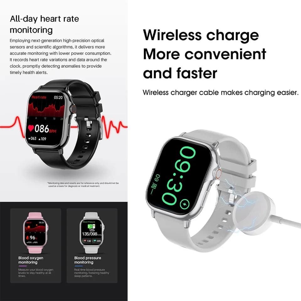 Smartwatch DF01 with Cardiac Frequency Monitoring, Oxygen in Blood and Sleep, Waterproof, for Men and Women