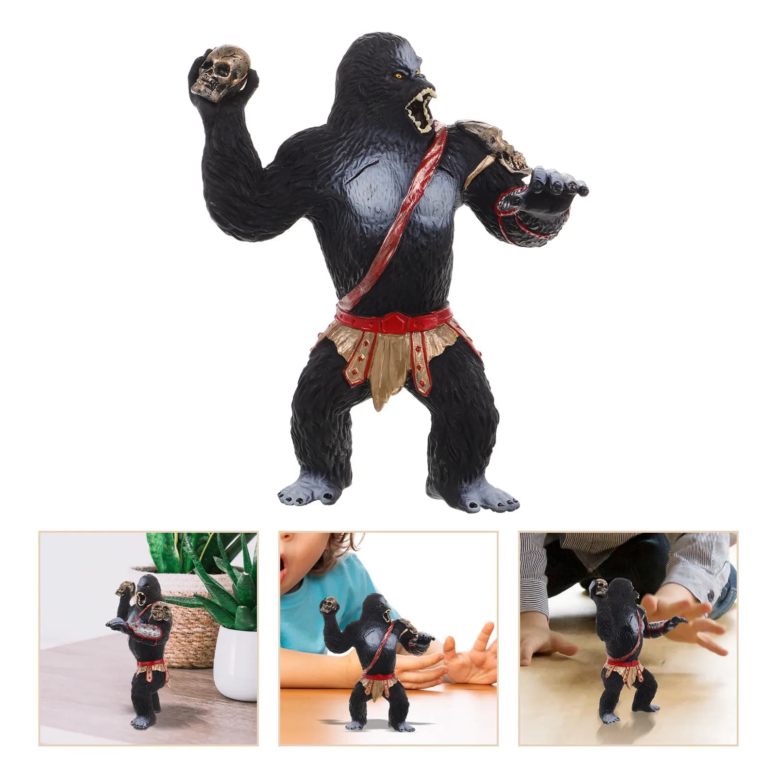Statua Realistica di Gorilla in Plastica, Scultura di Animale Selvatico, Collezione Educativa per Bambini, Decorazione per la Giungla