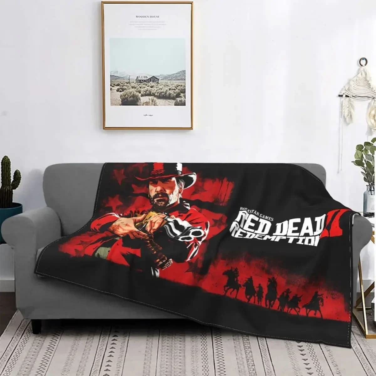 Coperta in Pile Red Dead Redemption 2 RDR2, Stile Cowboy del West Americano, per Divano e Camera da Letto, Ultra Morbida