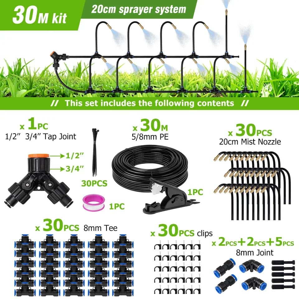 5M-30M FAI FROM YOU Free Folding Kit Universal Sprayer Tube Patio Nebulization Cooling System For Garden Plant Appannament Irrigation Irrigation