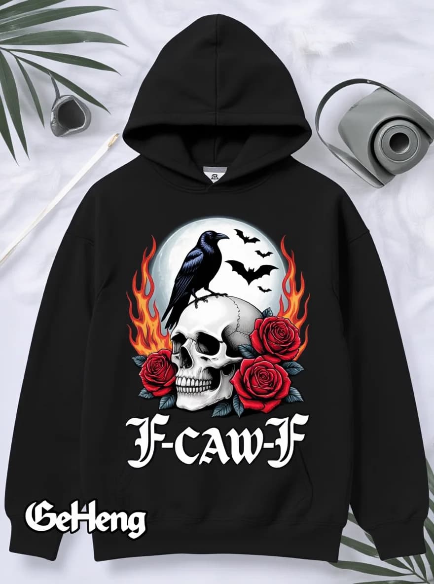 Felpa con cappuccio da uomo F-Caw-F Crow, termica, autunno inverno, regalo per le vacanze