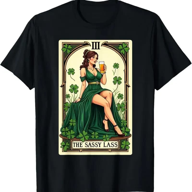 Funny Patrick's Day The Sassy Lass Tarot Card T Shirt
