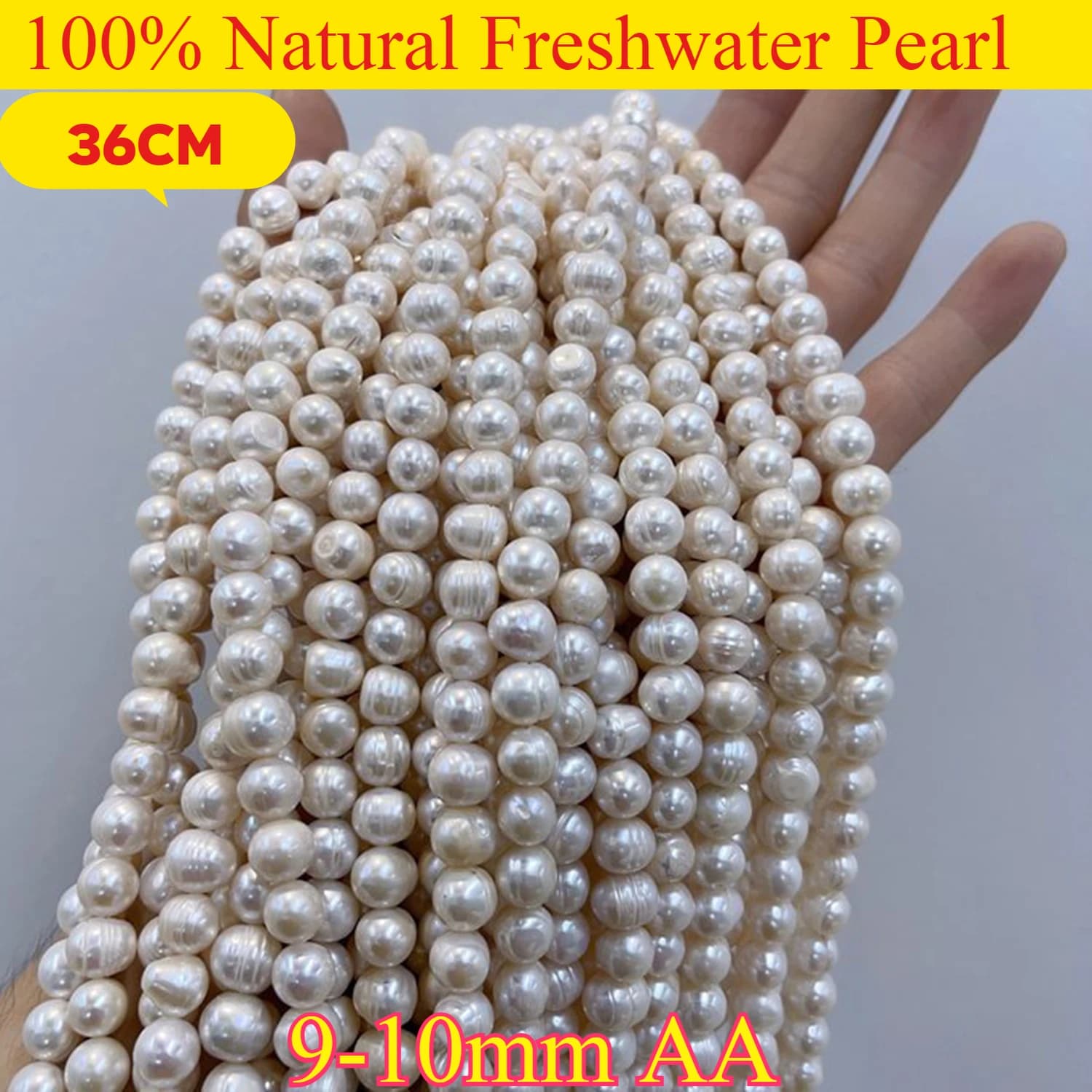 9-10mmAA squisita nuova vendita calda rotonda bianca naturale perla d'acqua dolce gioielli MakeDIY collana braccialetto accessori matrimonio