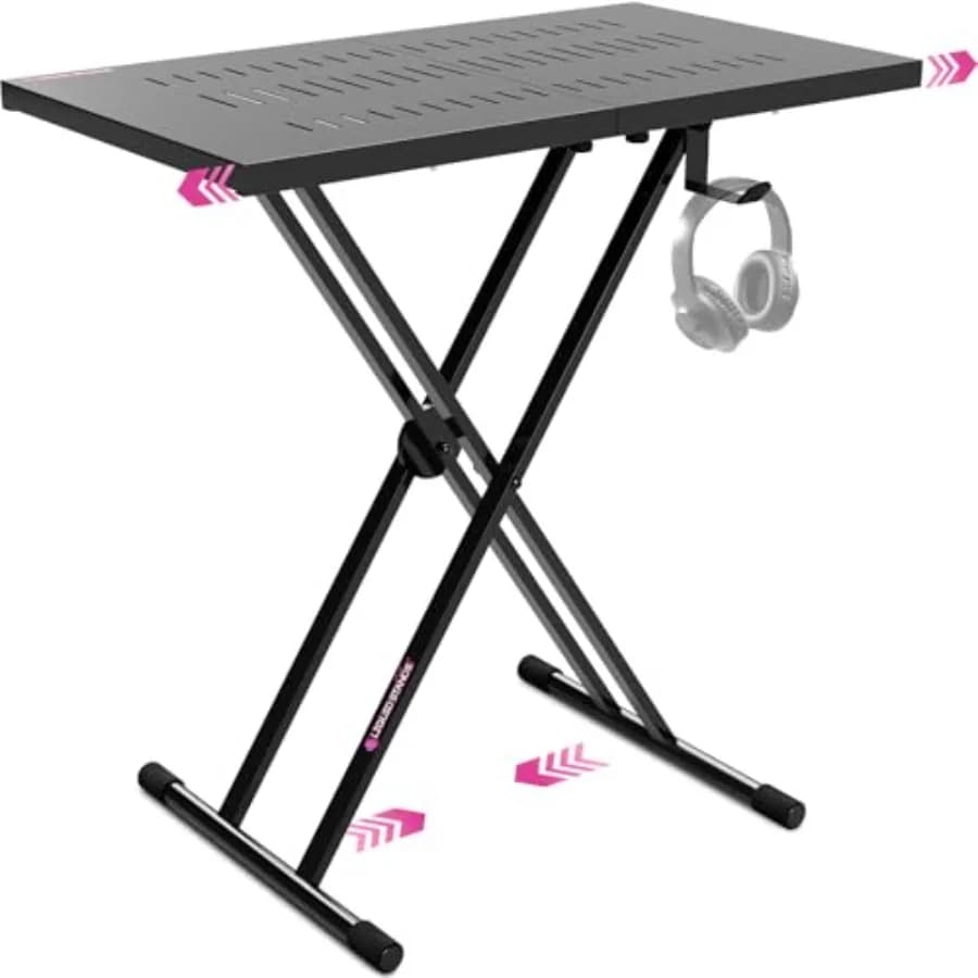 Supporto Espandibile per DJ - Stand Portatile per Mixer Audio - Supporto per Laptop e Controller - Stand per Tastiera MIDI e Sintetizzatore