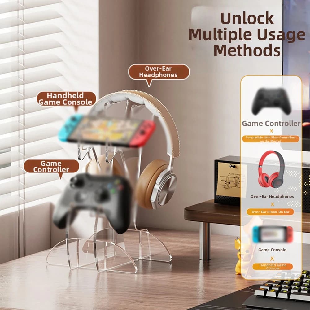 Supporto per cuffie montato sulla testa da 1 pezzo in acrilico per console di gioco portatile XBox Rack di stoccaggio trasparente Sostituisci gli accessori