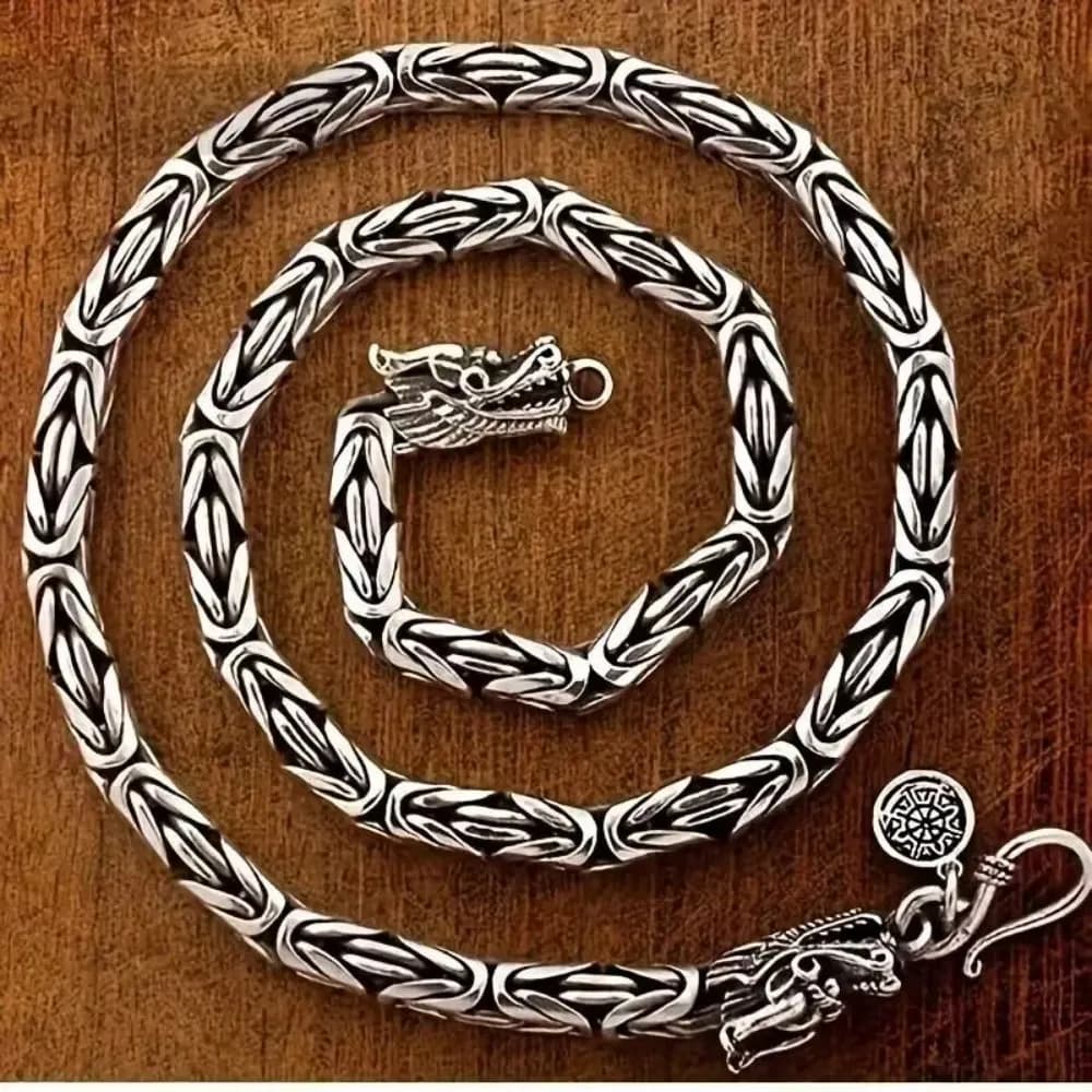 Nobile collana in argento sterling retrò per uomo e donna, classica catena a forma di drago da 8 mm, 60 cm, gioielli raffinati, regalo di nozze