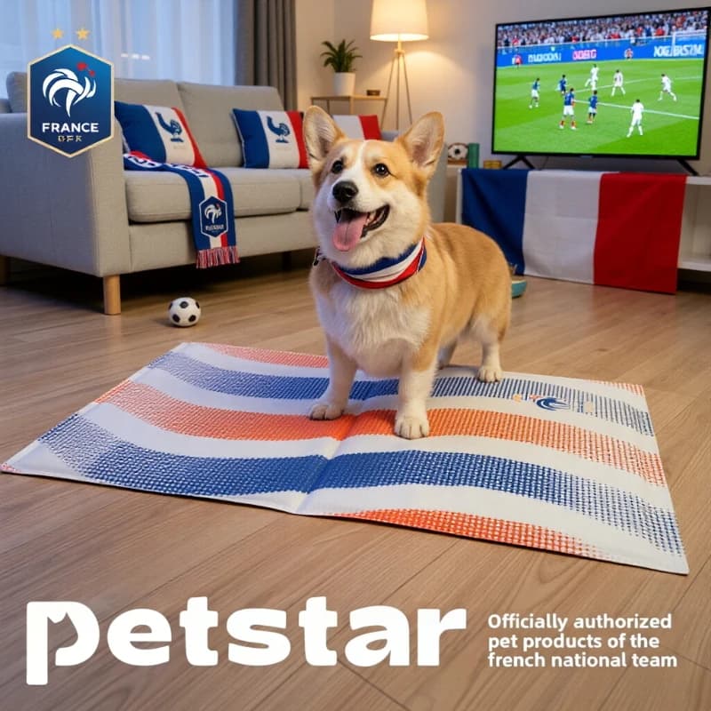 Tappetino Refrigerante Quadrato Stampato Squadra Francese per Animali Domestici, Tappetino Rinfrescante Estivo per Cani e Gatti, Cuscino Durevole per Cuccioli, Cuscino per Divano, Forniture per Animali Domestici