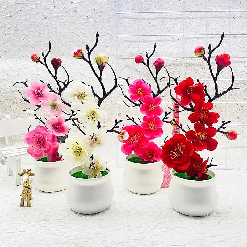 Piante Artificiali Bonsai, Piccoli Alberi Simulati in Vaso, Fiori Finti, Ornamenti da Tavolo, Decorazioni per Casa, Hotel e Giardino