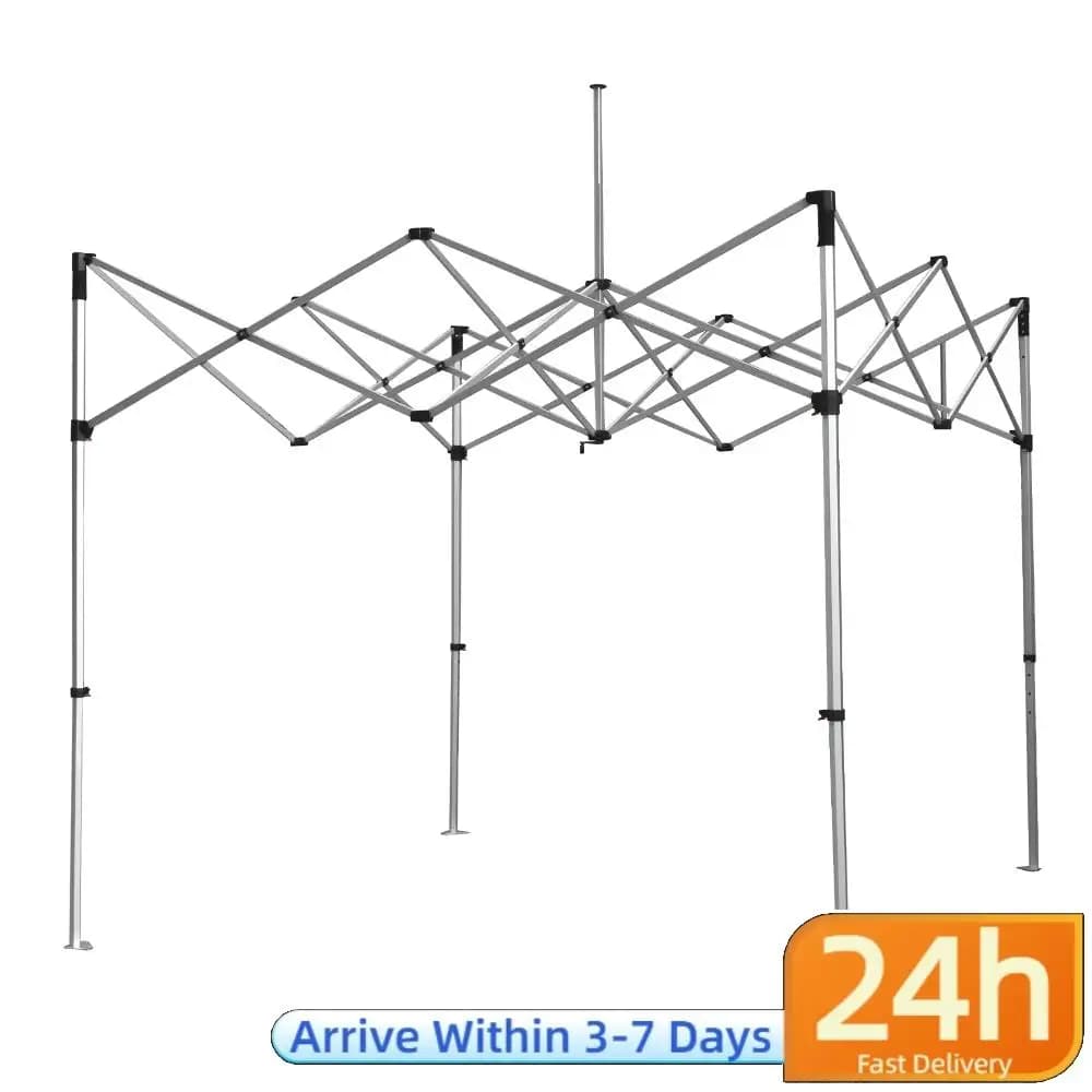 3x3m Aluminum Tent Foldable Support Frame, Gazebo Spare Structure with Hexagonal Legs Adjustable Height for Camping and Travel