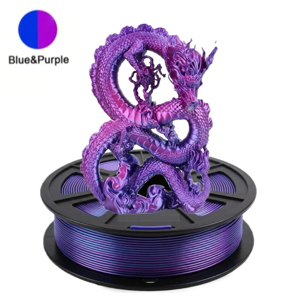 Silk PLA Filament 1.75mm,3D Printer Filament Dual Color Coextrusion Filament PLA,250g,Silk blue purple