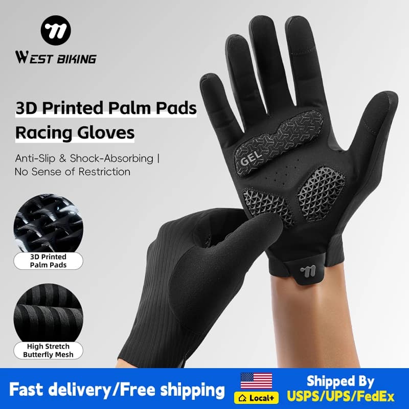 Guanti da Ciclismo WEST BIKING con Gel Stampato in 3D, Comodi e Ammortizzanti, Guanti da Bici da Strada Professionali, Guanti Integrali da Corsa, Attrezzatura Sportiva