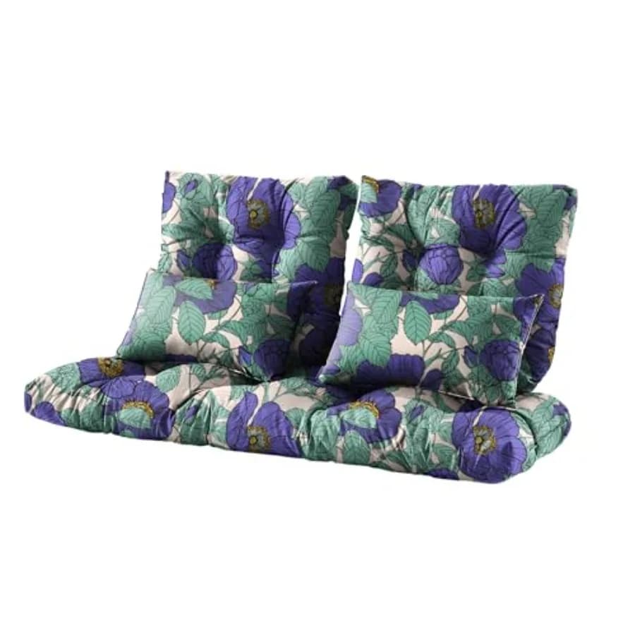 Set of 5 Bearings for Outdoor Sofa, Quilted Bearings for Vimini Chairs, for Garden Benches and Furniture, Floral Pattern