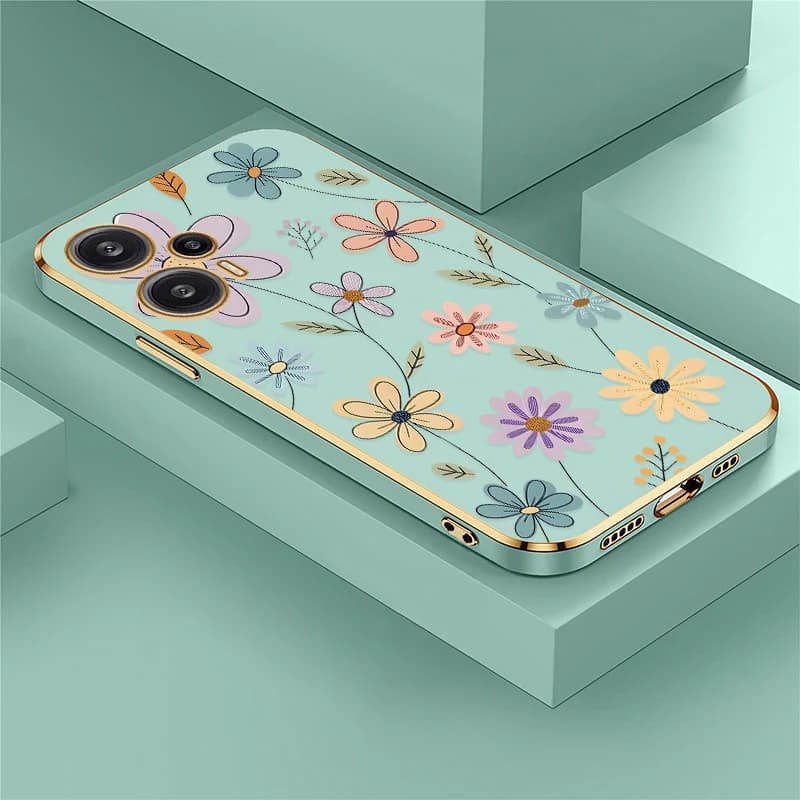 Cover per Xiaomi Poco F8 Ultra, custodia in silicone con placcatura di lusso per Poco F6 Pro F5 F3 C40 C31, decorazione floreale, morbida.