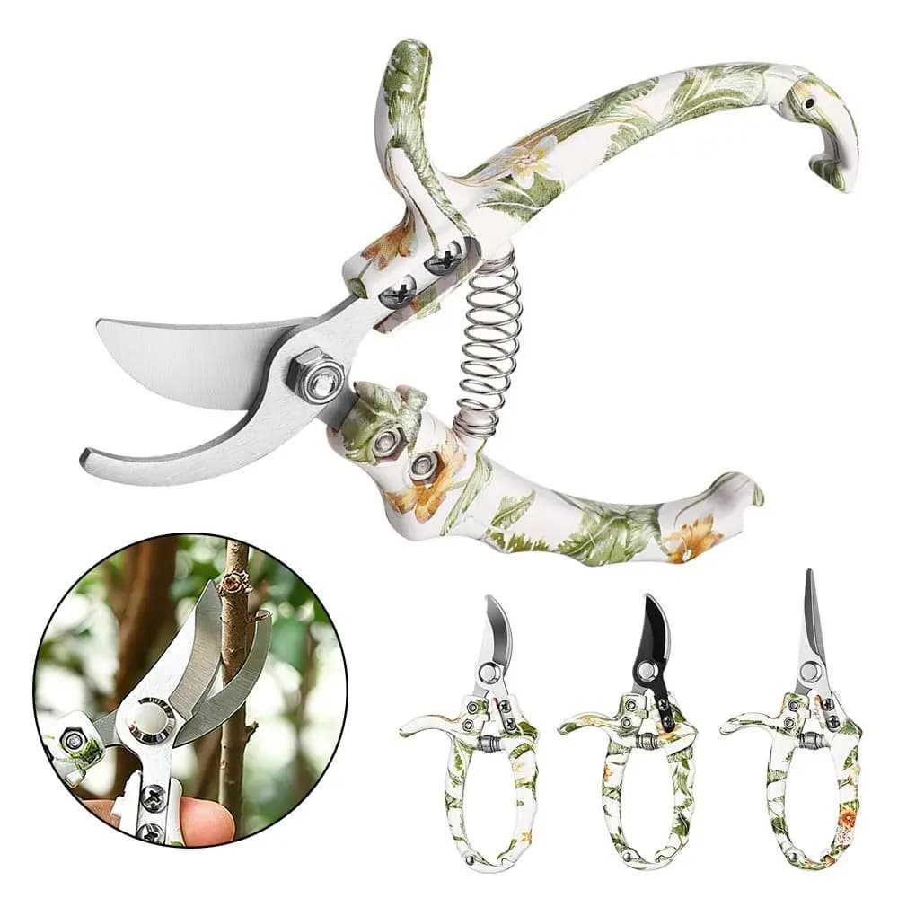 SK5 Steel Pruning Shears Non-slip Handle Floral Pattern Garden Scissors Professional Effortless Fruit Picking Scissors