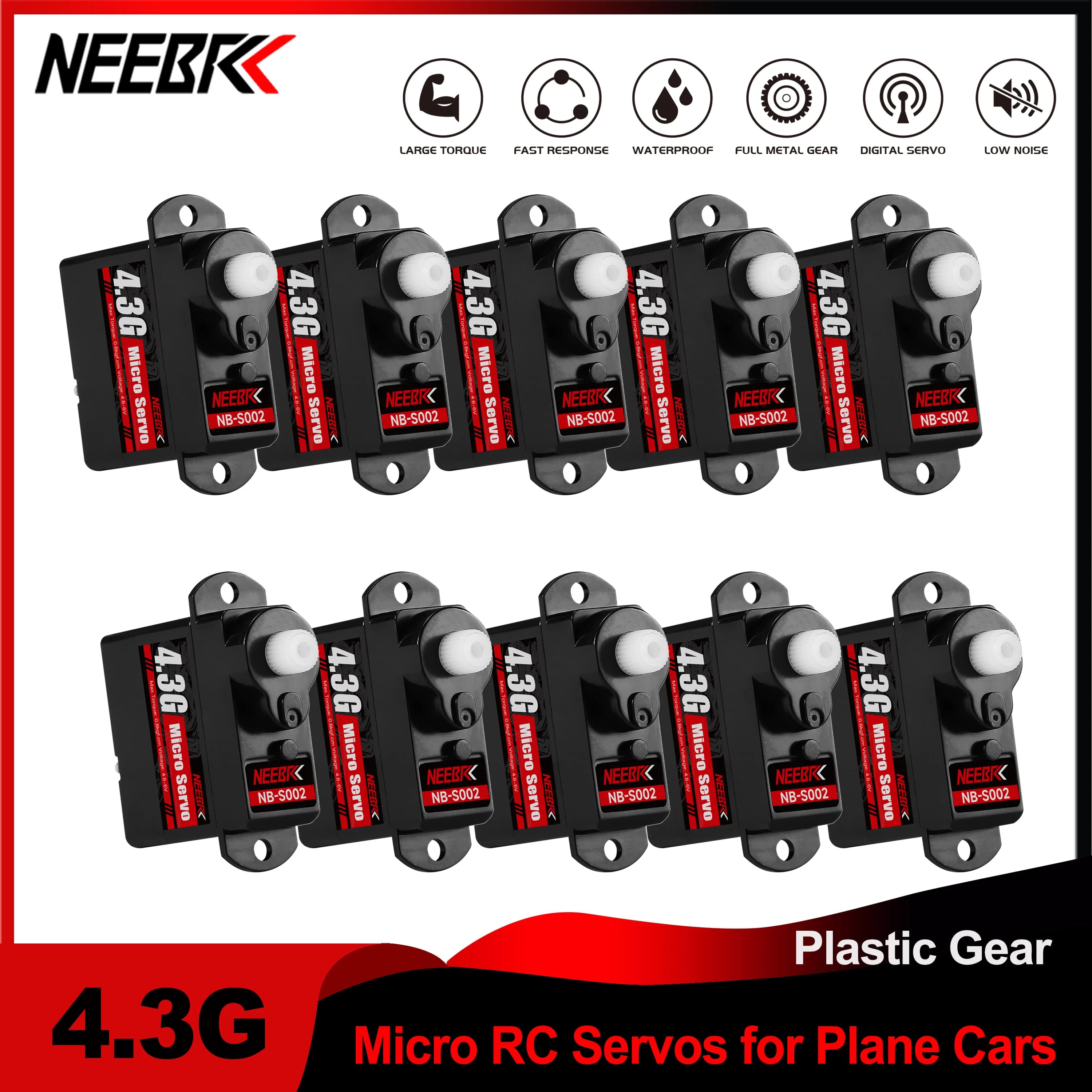 1/5/10/20 pz NEEBRC 4.3g Micro Servo digitale per RC aereo Mini 1/24 RC auto SCX24 Drone elicottero ad ala fissa Wltoys K969 K989