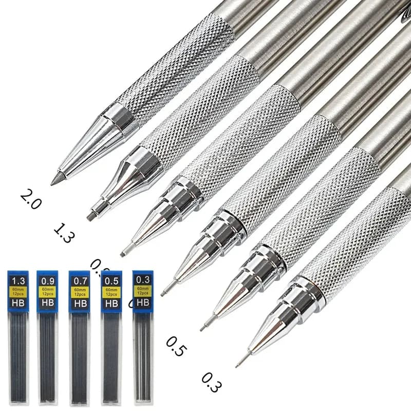 Full Metal Mechanical Pencil 0.3/0.5/0.7/0.9/1.3/2.0mm High Quality HB Automatic Pencils Writing School Pencils Office Supplies