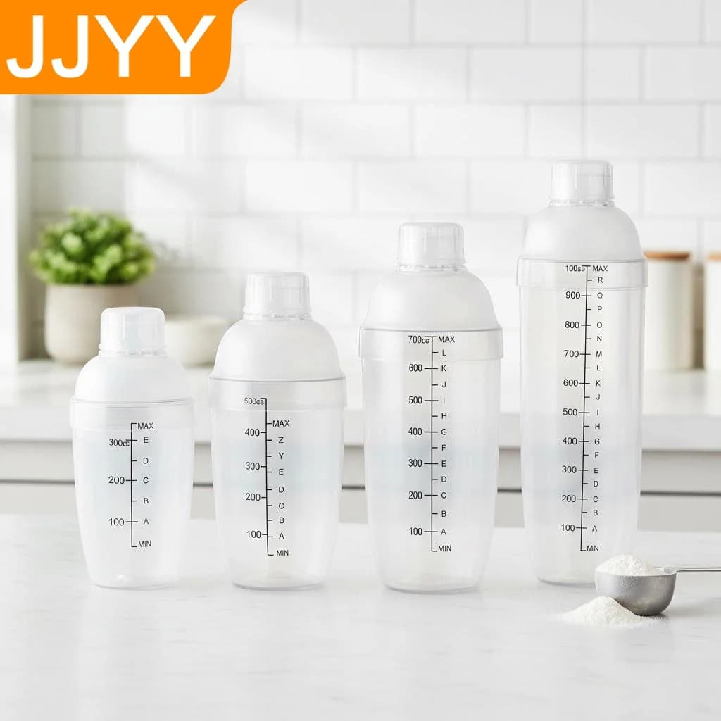 Shaker per Cocktail in Plastica Trasparente con Indicatori di Misurazione, Strumento Essenziale per Bar Domestico e Barman