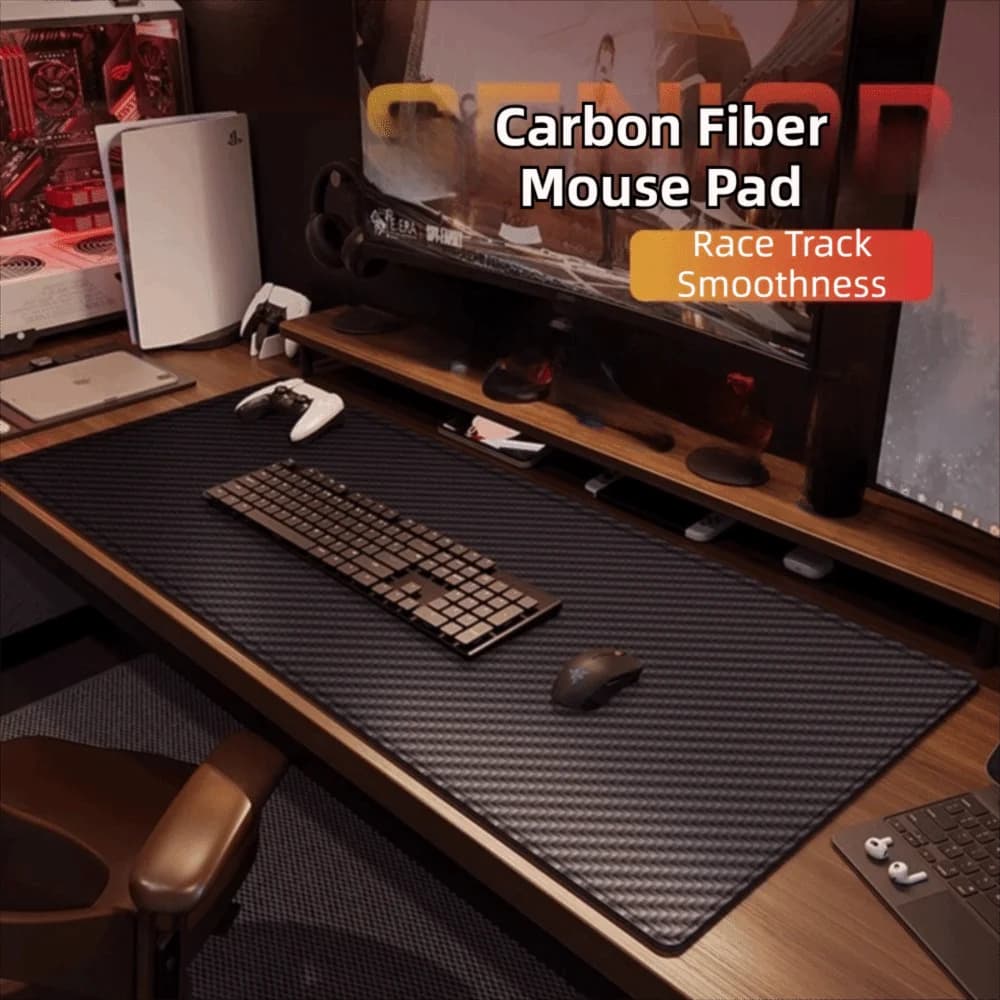 Waterproof Carbon Fiber Mouse Pad Non-slip PVC Desk Mat Large Size Gamer Accessories Computer Keyboard Pad for Home Office