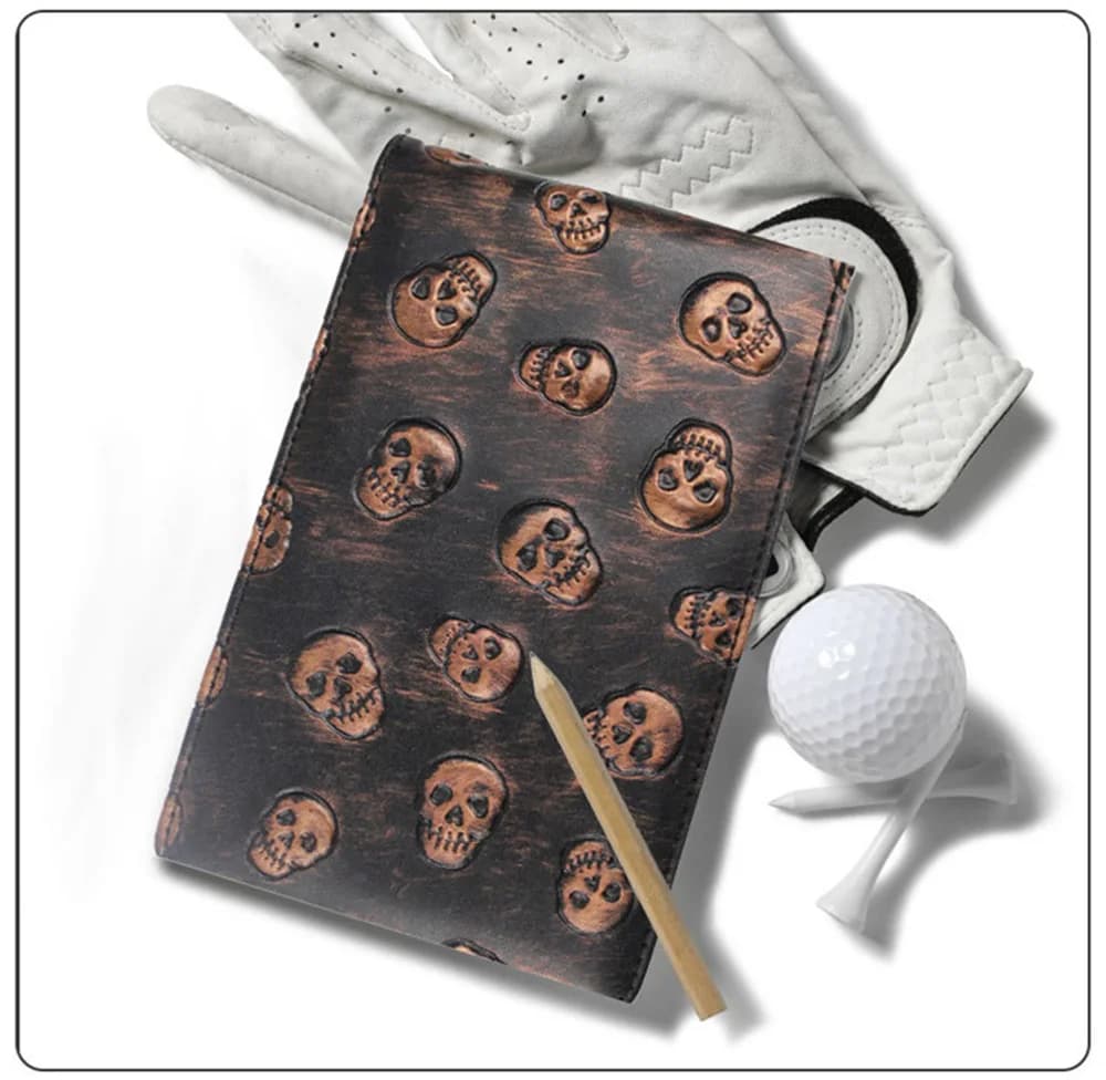 Golf Scorecard Holder Portable PU Leather Yardage Notebook Cover Deluxe Pocket Recording Score Card Covers Gift for Golfer