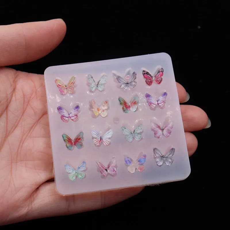 16 Cavity Butterfly Resin Mold DIY Butterfly Jewelry Making Pendant Charms Earrings Keychain Supplies, Craft Gift Tool