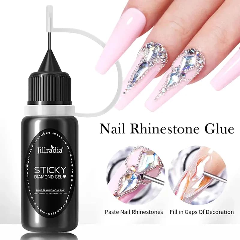 Colla adesiva per strass per unghie da 10 ml per attaccare le decorazioni 3D Fai da te Gel sigillante per bordi super resistente e non pulito Nail Art