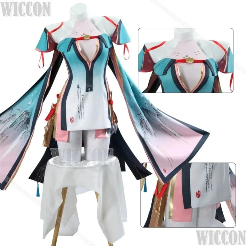 Zhezhi Gioco Wuthering Waves Costume Cosplay Parrucca lunga Donne sexy Set completo Abito Occhiali Natale Holloween Gioco di ruolo Personalizzato6;