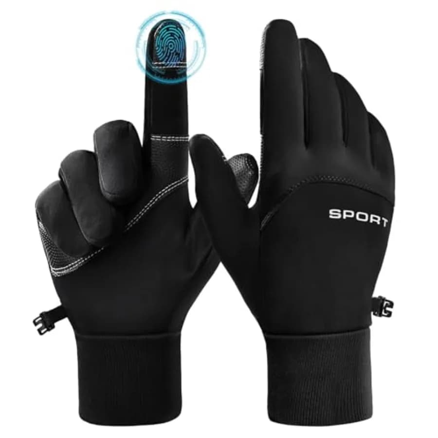 Guanti da Ciclismo Invernali per Uomo, Impermeabili, Antiscivolo, Caldi, con Touch Screen a Cinque Dita