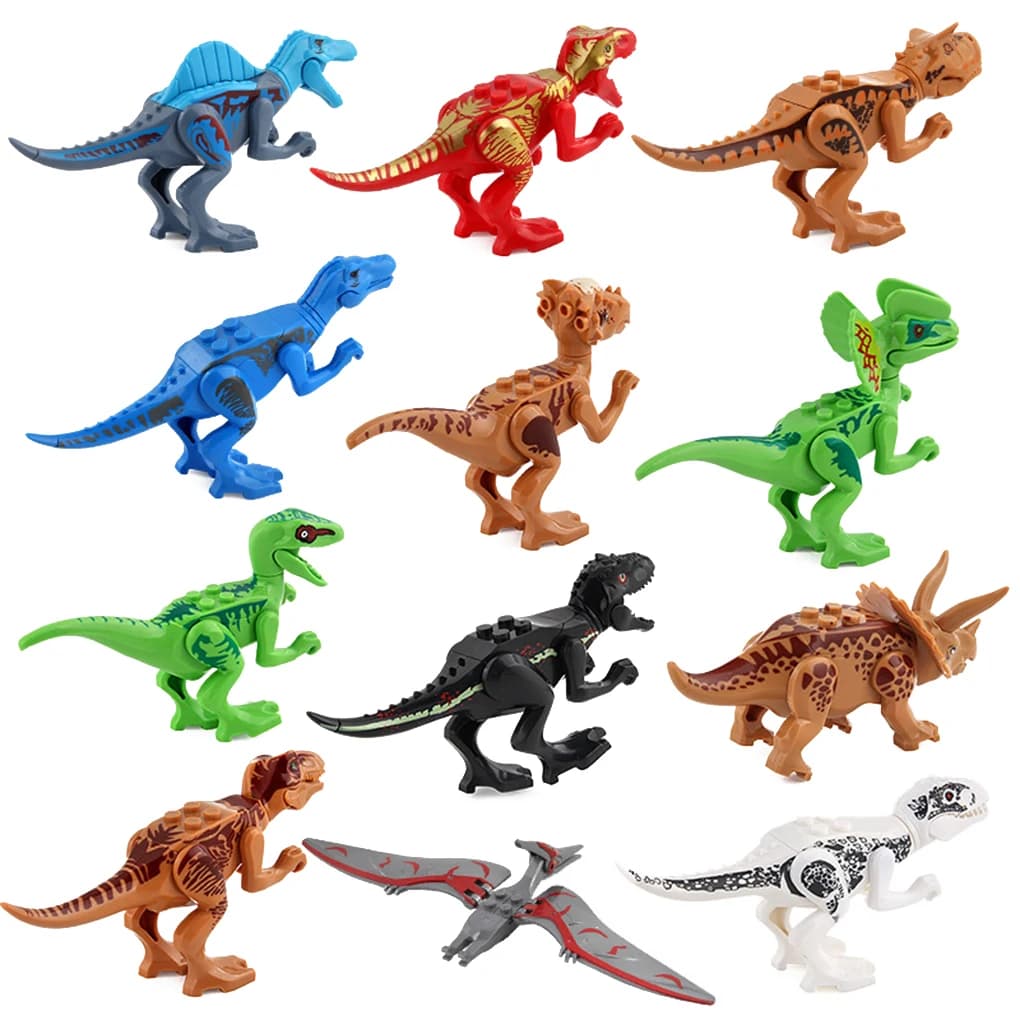 12 pezzi di blocchi di dinosauro giocattoli per bambini figure di fauna selvatica giocattoli di mattoni forniture educative per bambini