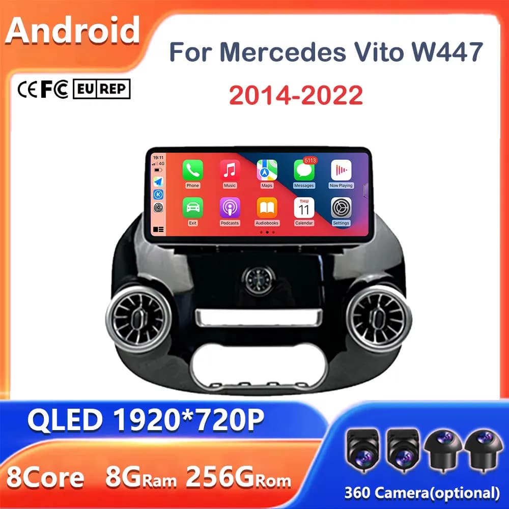 Auto da 12.3 pollici Android Per Benz Vito W447 2014-2022 Auto Radio Multimedia di Navigazione Stereo Video Player Unità di Testa Auto BT WIFI