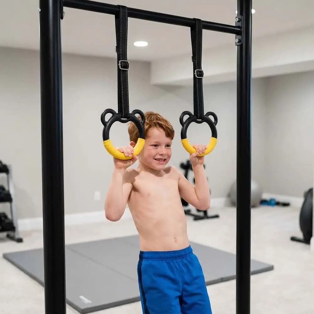 Gymnastic Rings with Adjustable Anti-slip Straps, Traction Bar, Strength Exercise Ring and Fitness Comfortable