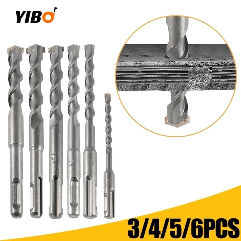 Punta in metallo duro a croce 3/4/5/6 pezzi SDS Plus sega a tazza martello rotante elettrico blocco trapano muratura muro mattone set di punte da trapano per calcestruzzo