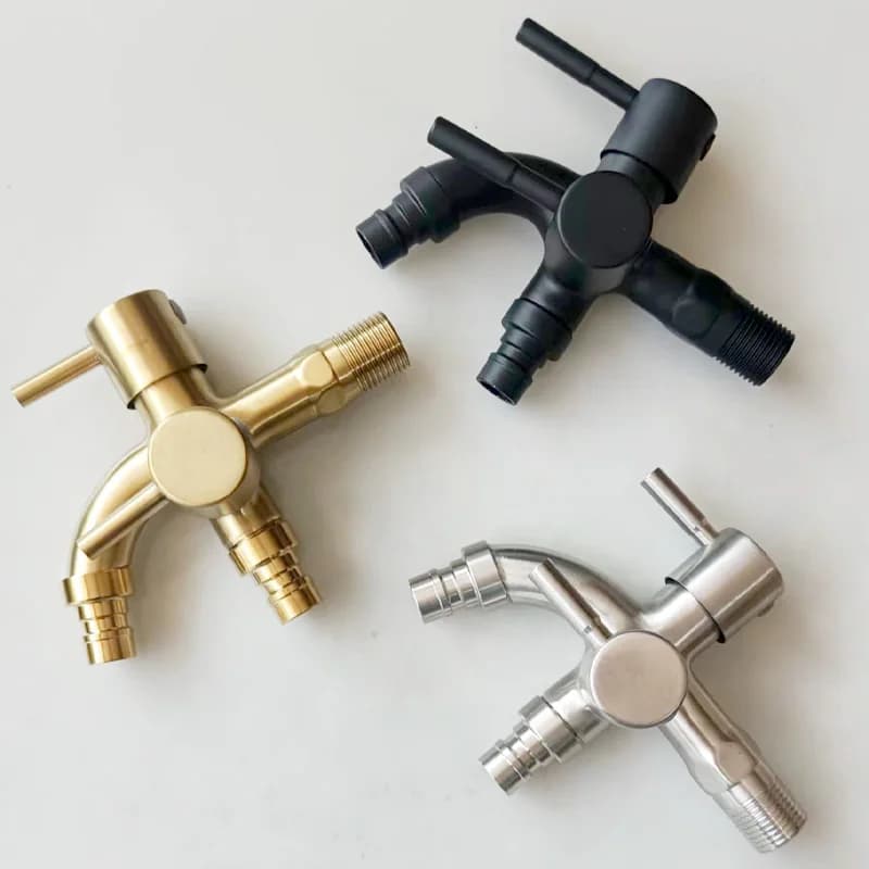 Rubinetto in acciaio inossidabile 304 allungato uno in due out rubinetto multifunzione per lavatrice a doppia uscita, rubinetto per piscina Mop G1/2"